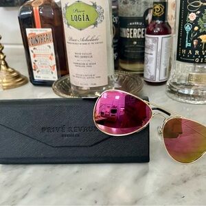PRIVE’ REVAUX  NEW. Polarized Aviator Sunglasses with Pink Lenses